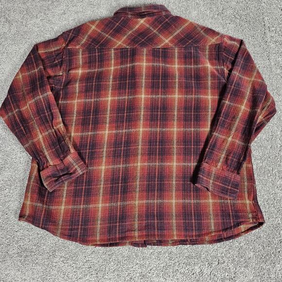 Ariat Shirt Mens 3XL Red Flannel Hiller Retro Fit Pearl Snap Plaid Western Work - Picture 2 of 13